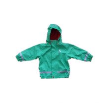 Зеленый PU Светоотражающий дождя куртку для детей/ребенка